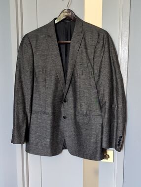 Calvin Klein Charcoal Linen Two-Button Blazer